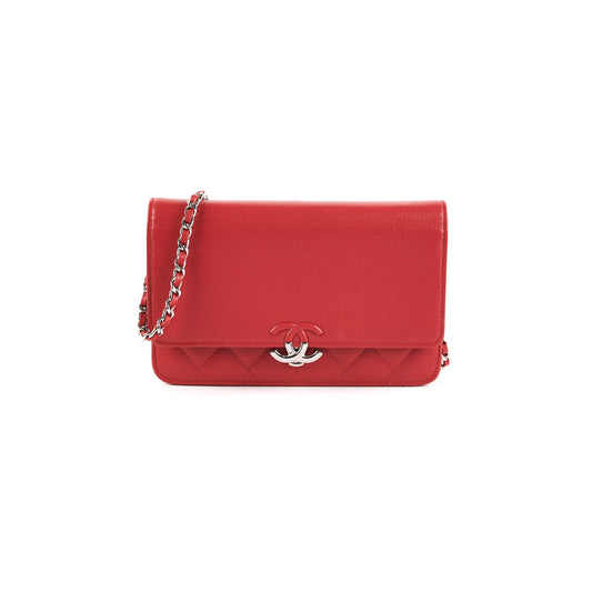 Chanel Wallet On Chain (WOC) Red