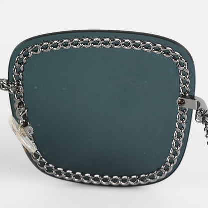 Chanel Square Sunglasses Grey Gunmetal Black With Chain