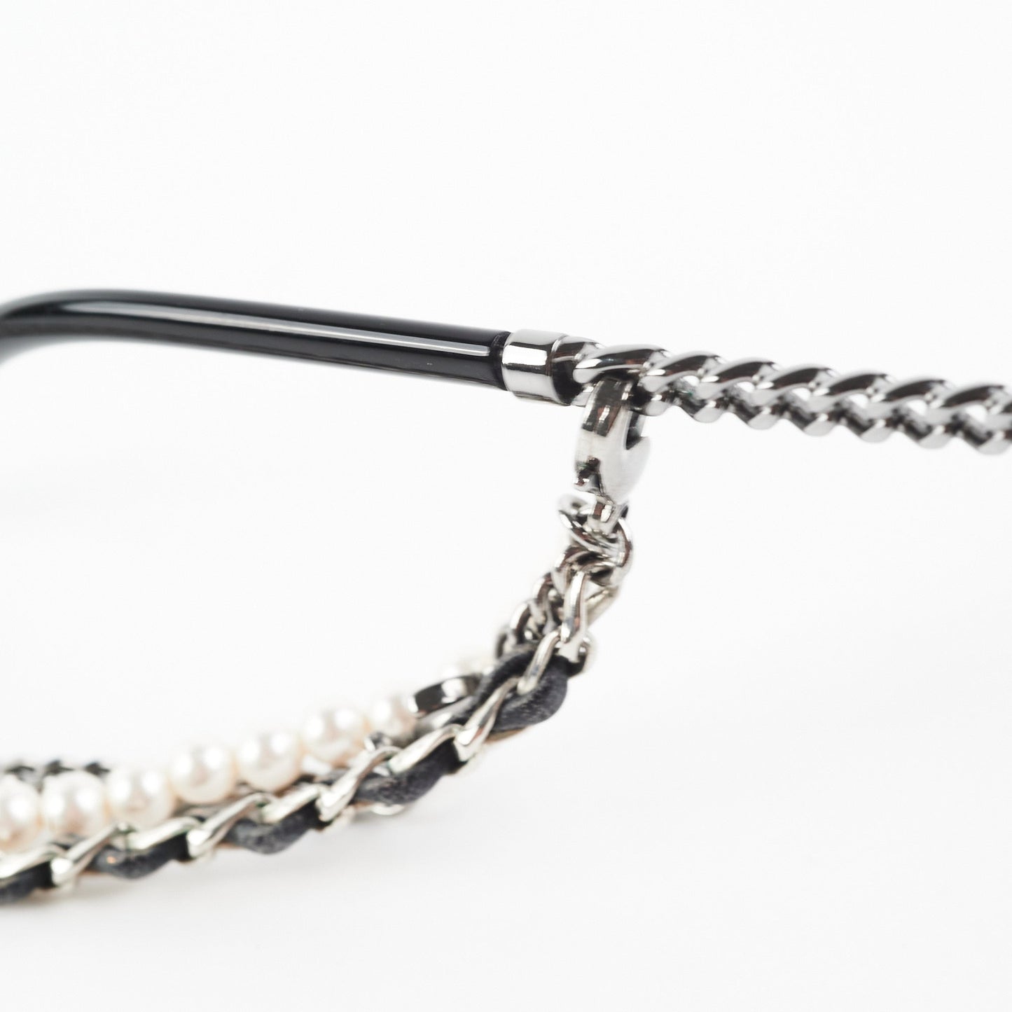 Chanel Square Sunglasses Grey Gunmetal Black With Chain