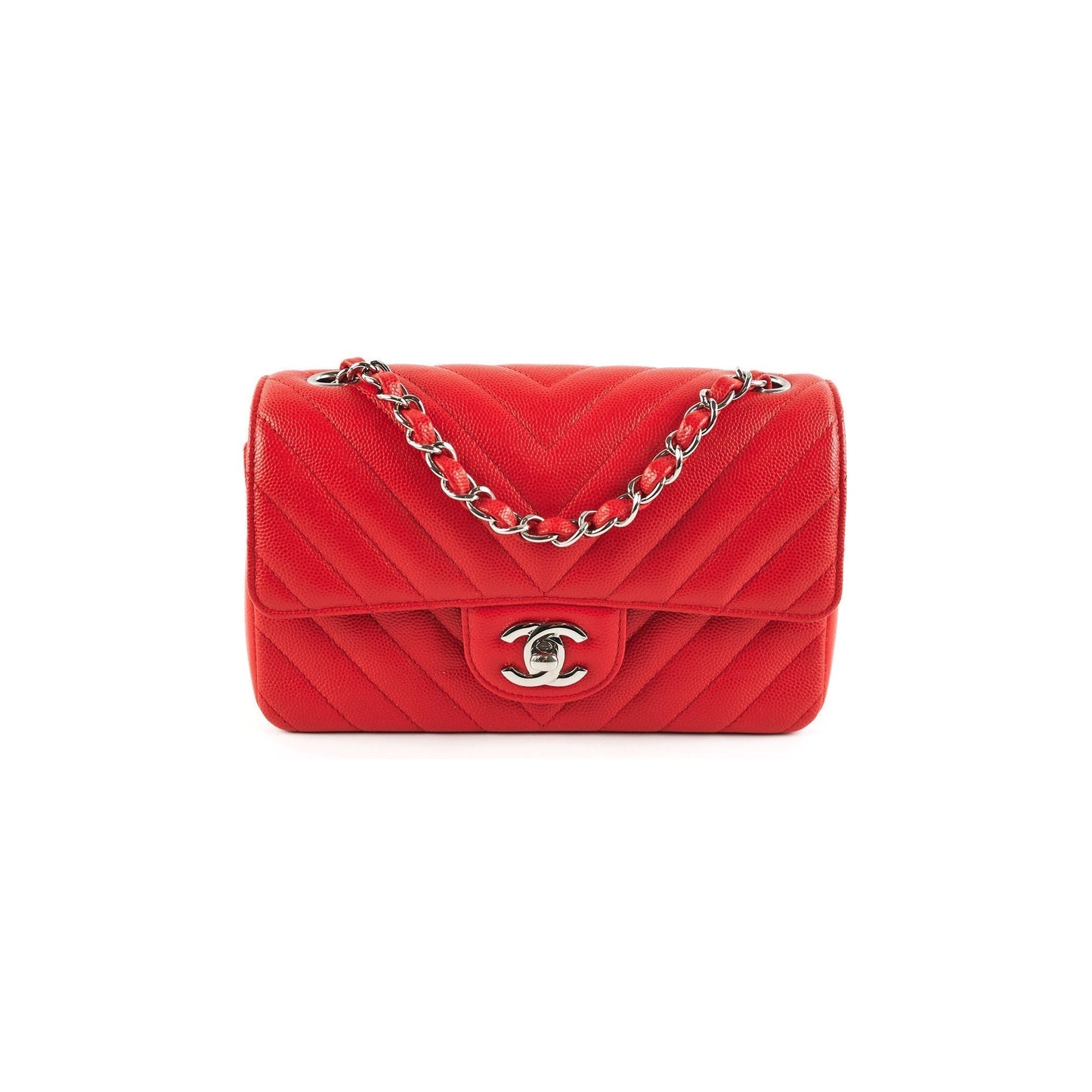 Chanel Mini Rectangular Cavair Red