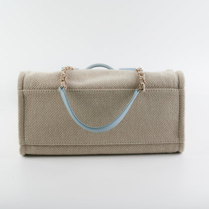 Chanel Deauville Shopping Bag Beige Blue Microchipped