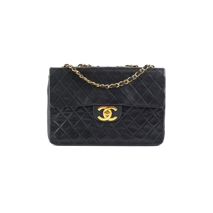 Chanel Vintage Maxi Jumbo Black 24K Gold