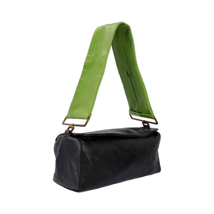 PRADA Leather Shoulder Bag Black/Green