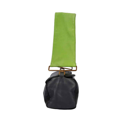 PRADA Leather Shoulder Bag Black/Green