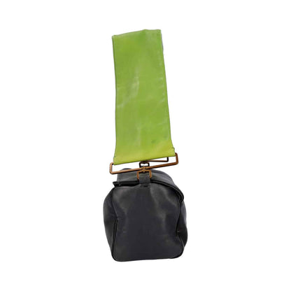 PRADA Leather Shoulder Bag Black/Green