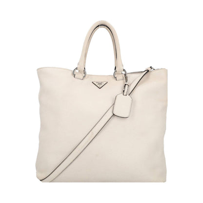 PRADA Leather Tote White