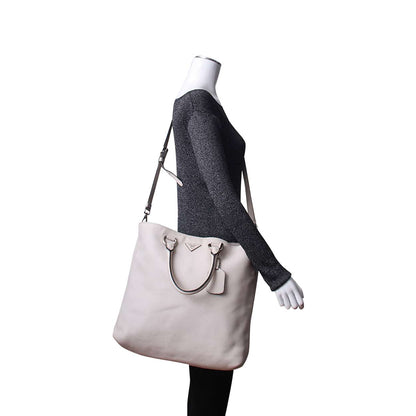 PRADA Leather Tote White