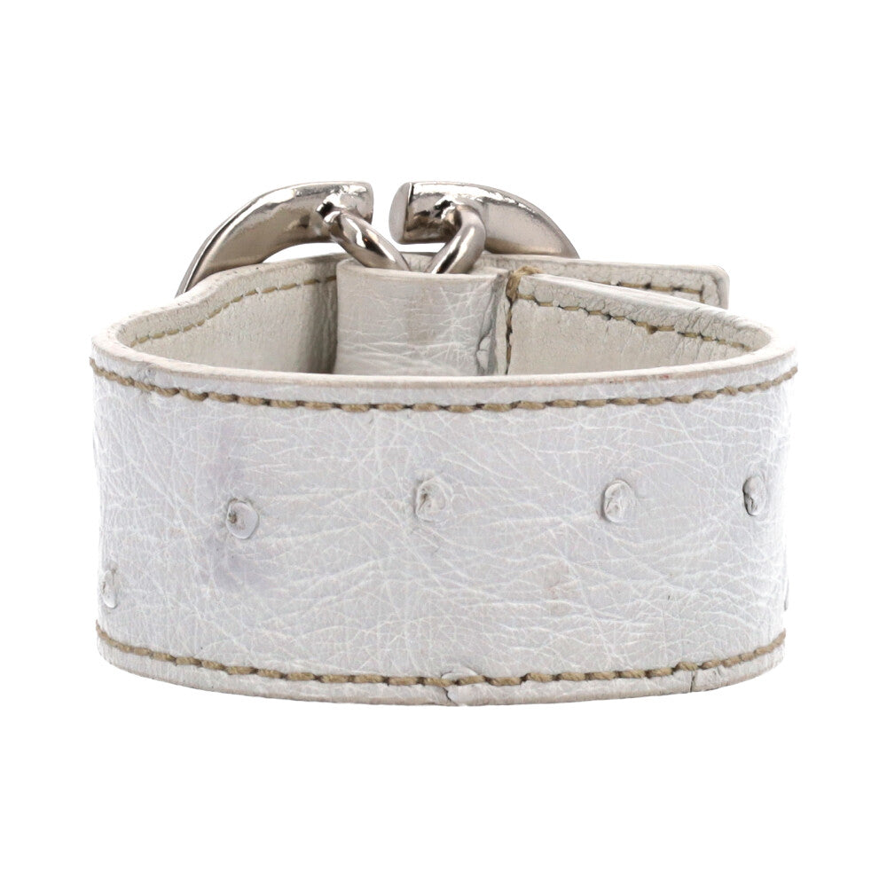 PRADA Ostrich Leather Bracelet White