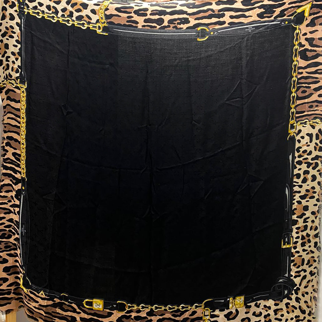 Louis-vuitton Monogram Shawl Leogram Black
