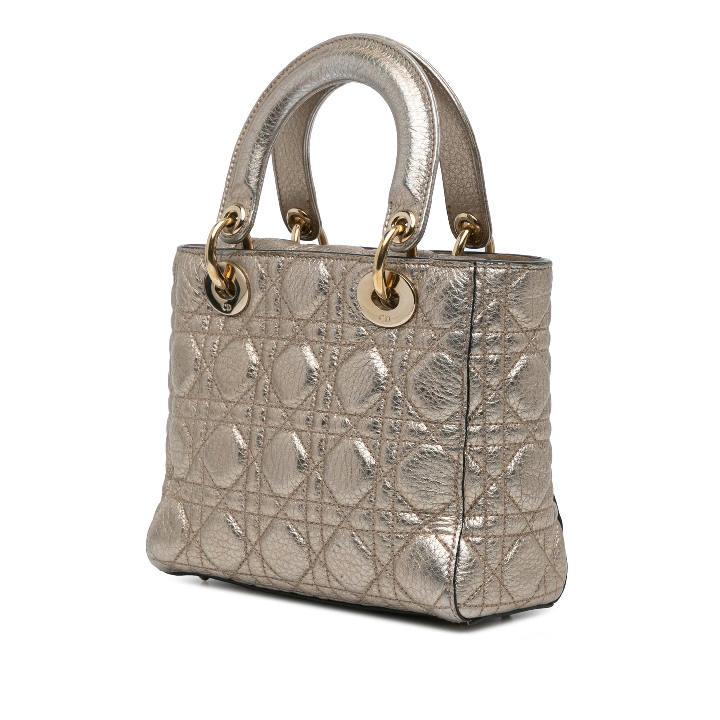 Small Metallic Grained Calfskin Cannage Supple Lady Dior