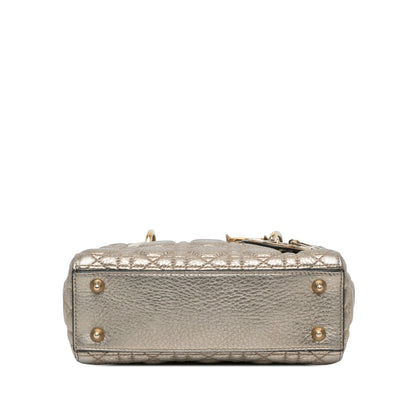 Small Metallic Grained Calfskin Cannage Supple Lady Dior