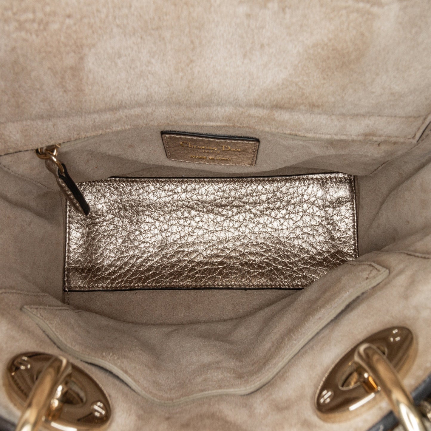 Small Metallic Grained Calfskin Cannage Supple Lady Dior