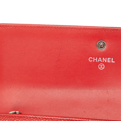 Chanel CC Caviar Flap Wallet Leather Long Wallet in Good condition