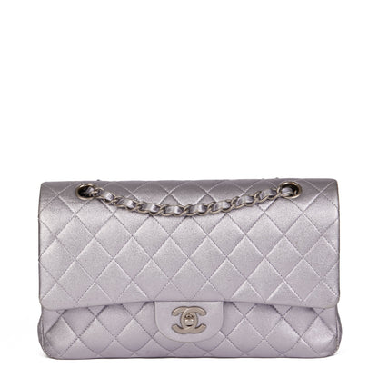 Chanel Pale Purple Quilted Metallic Lambskin Medium Classic Double Flap Bag