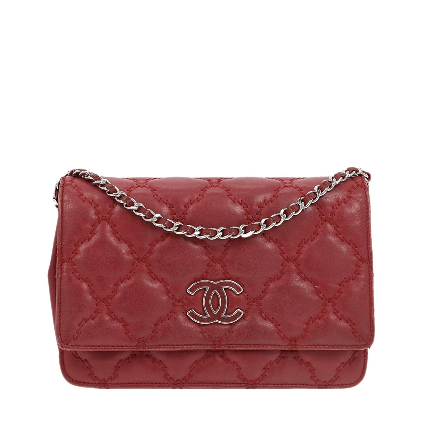 CHANEL WOC Wallet on Chain Pochette in Bordeaux Leather