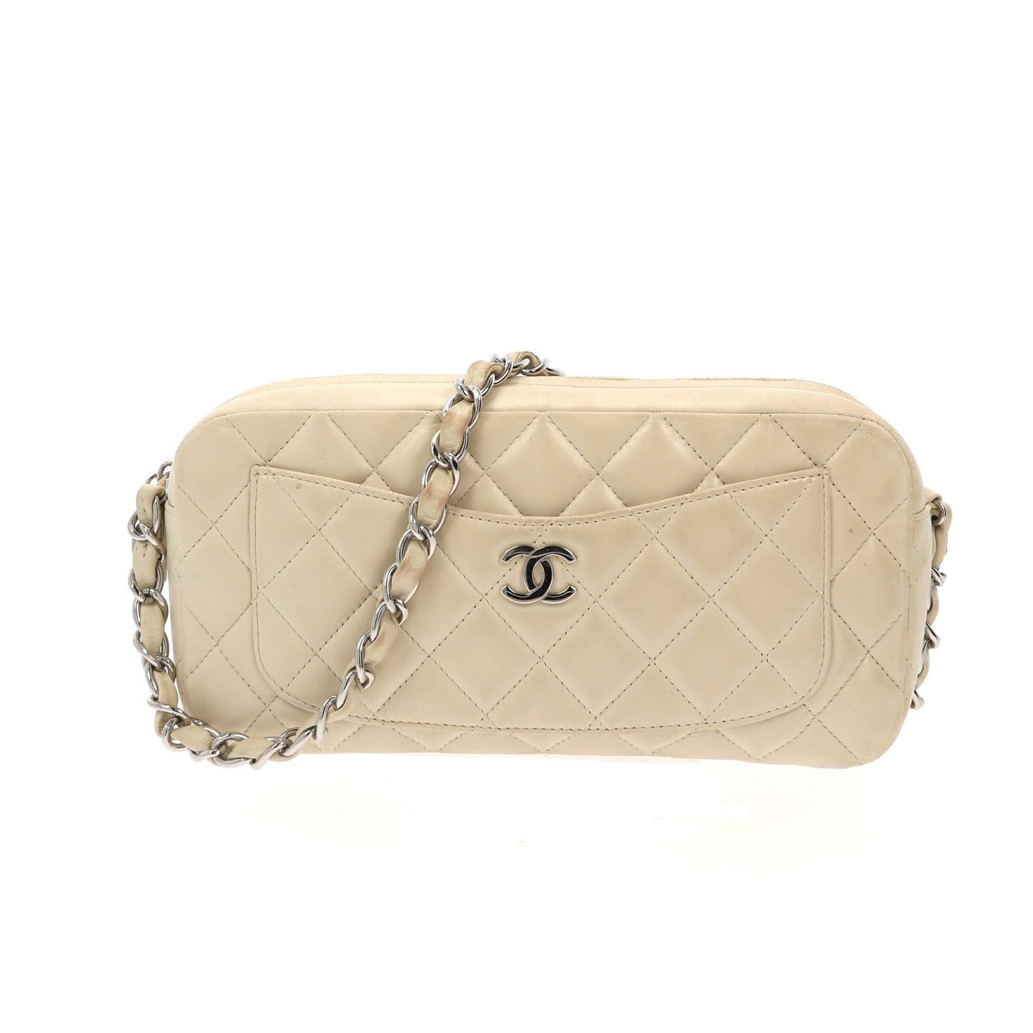 CHANEL Camera Shoulder Bag in Beige Leather