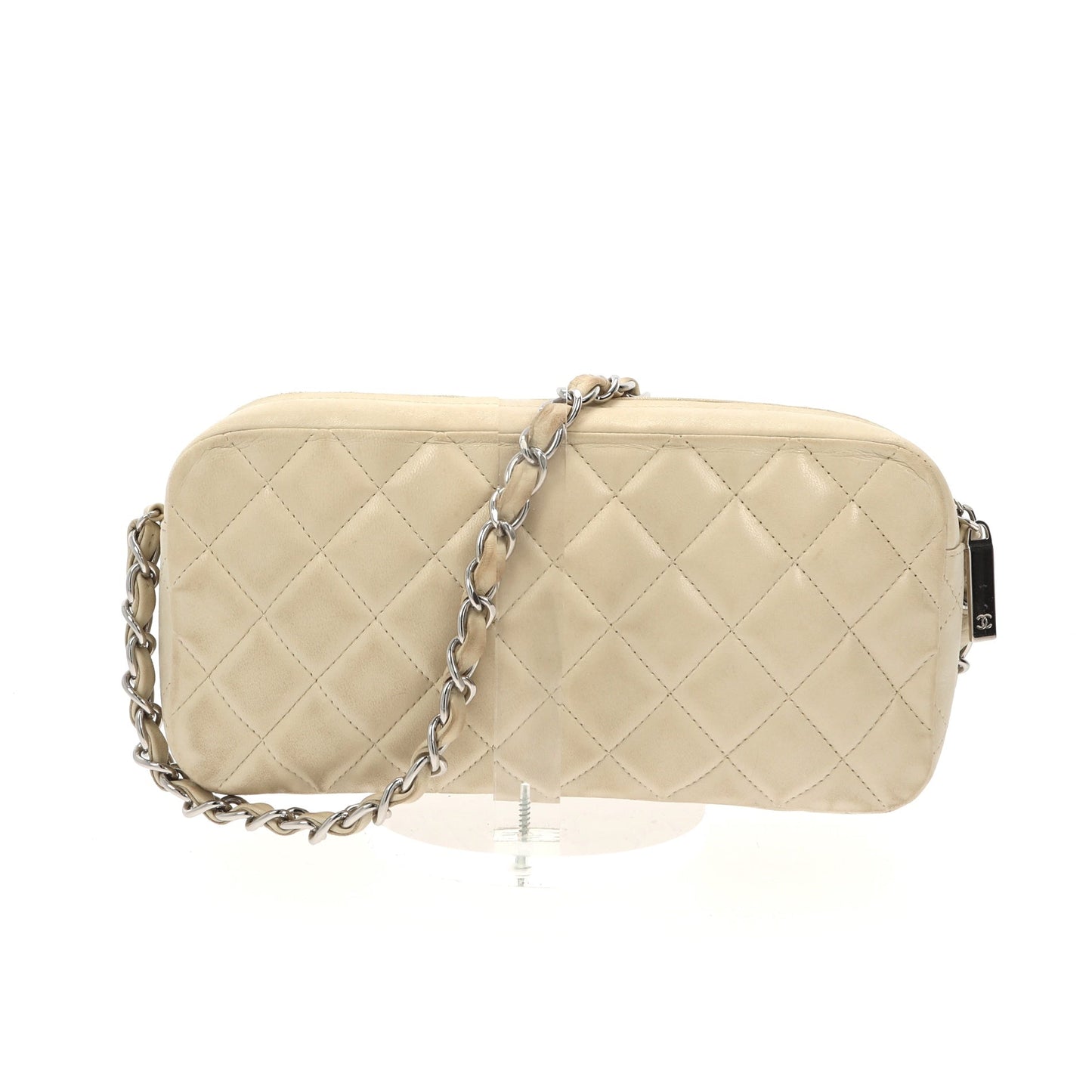 CHANEL Camera Shoulder Bag in Beige Leather