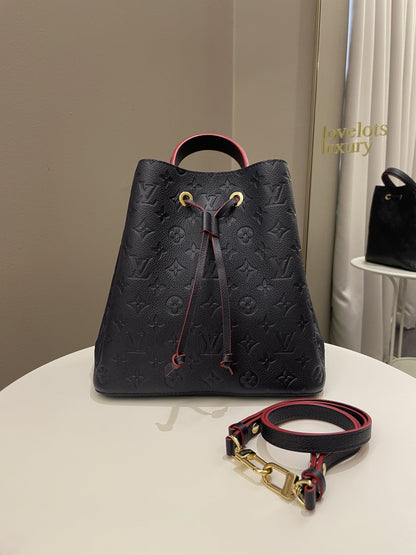 Louis Vuitton Neo Noe Bucket Bag Marine Rouge Empreinte Leather