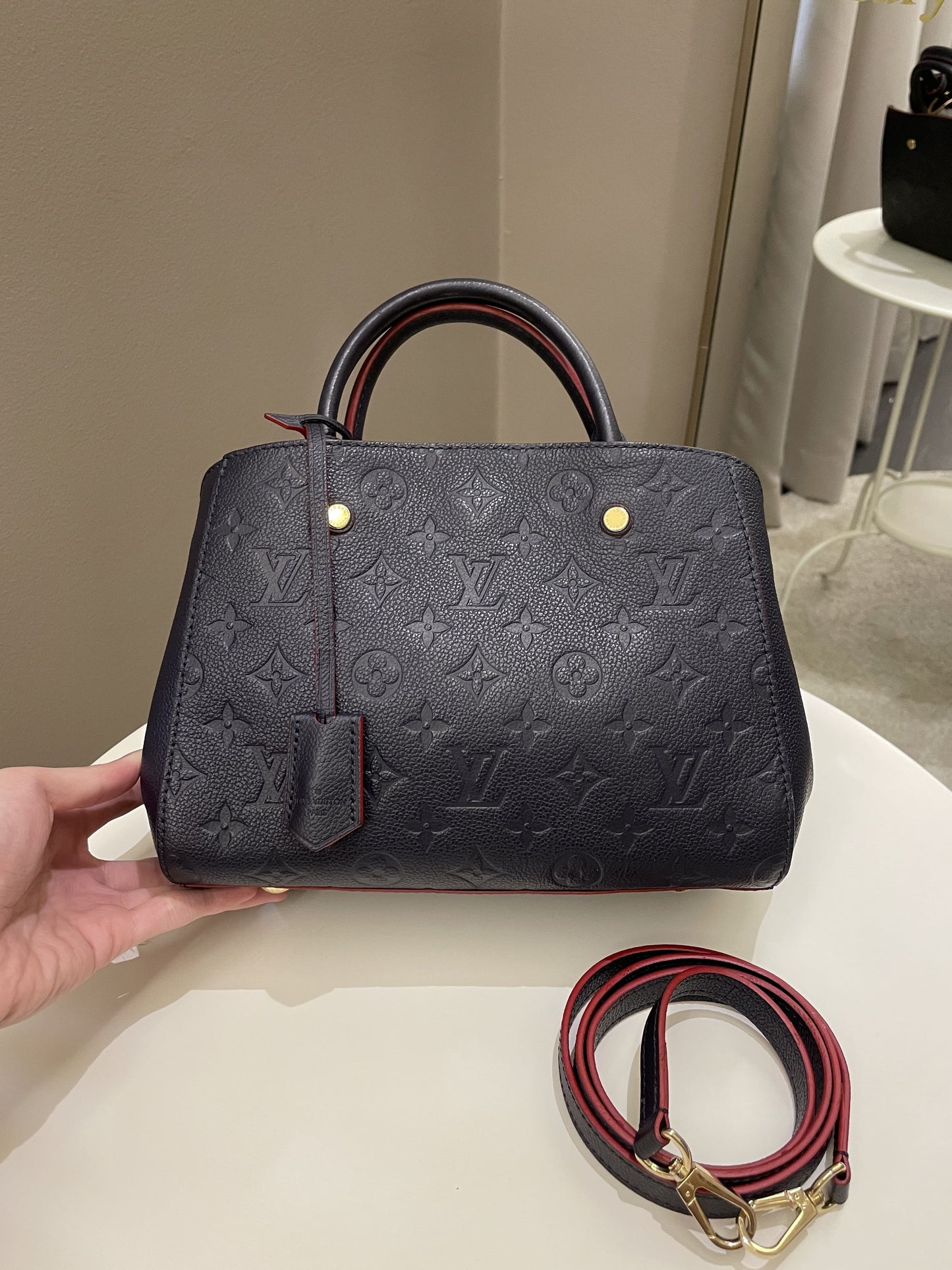 Louis Vuitton Montaigne BB Blue Empreinte