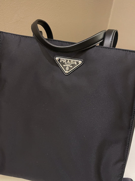 Prada Padded Two Way Shopper Tote Black Nylon