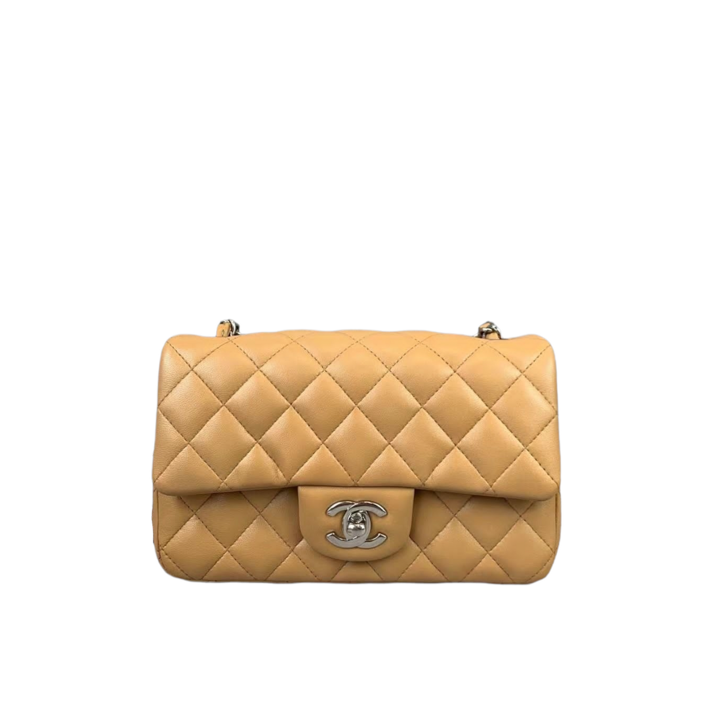 Mini Rectangle Classic Flap Lambskin Dark Beige SHW