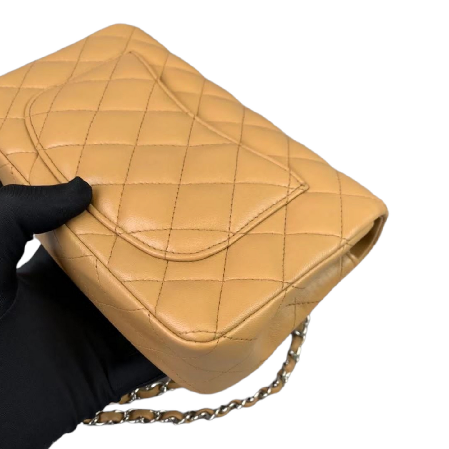 Mini Rectangle Classic Flap Lambskin Dark Beige SHW