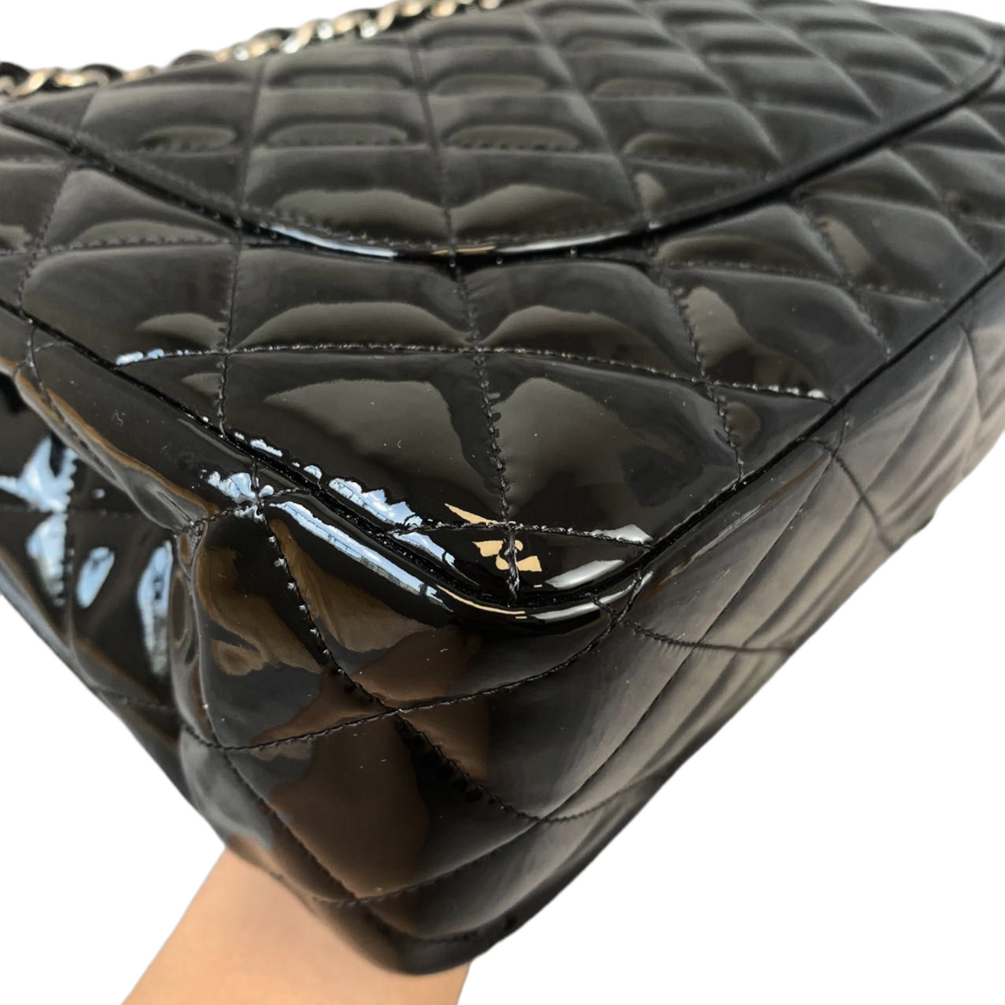 Jumbo Double Flap Patent Black SHW
