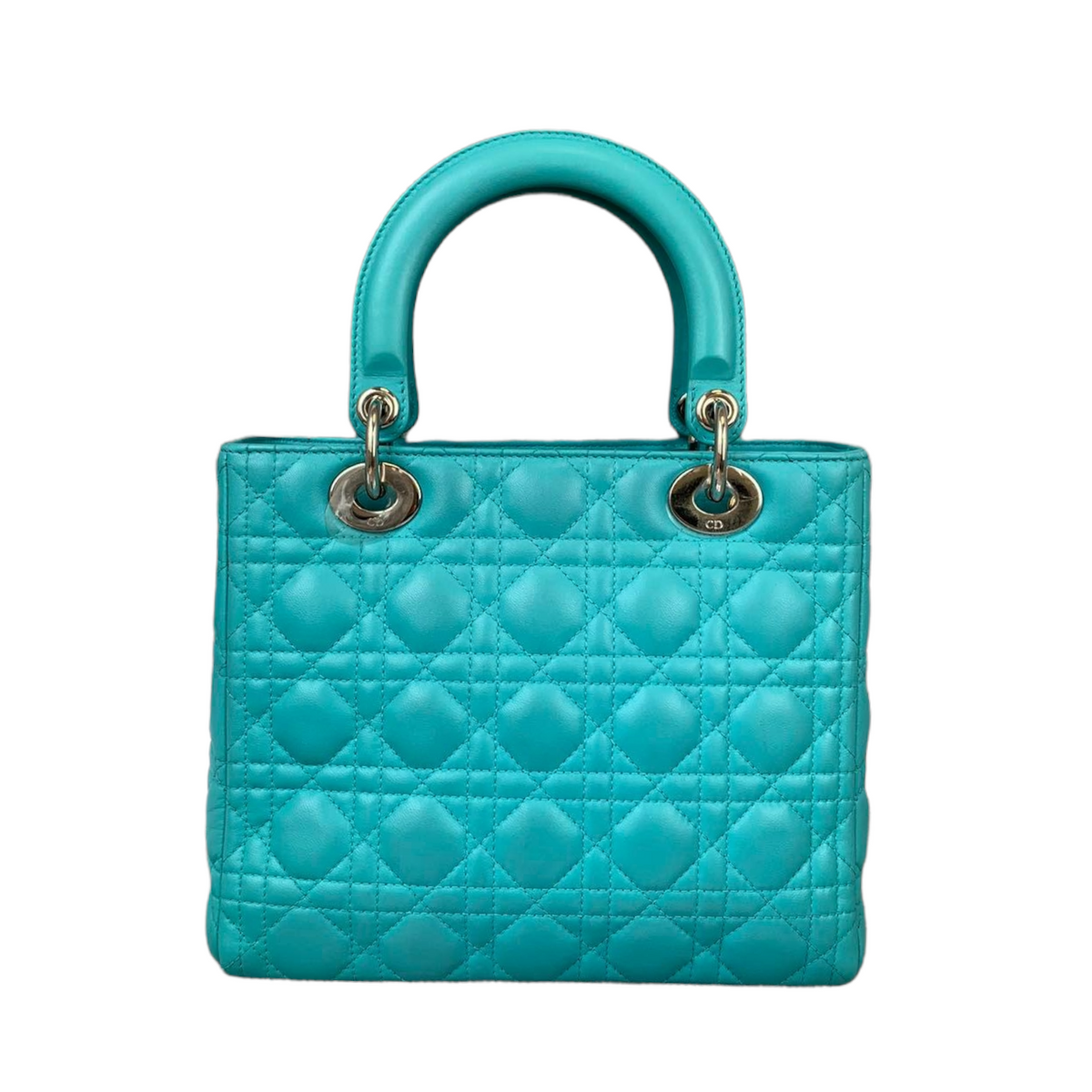 Medium Lady Dior Cannage Turquoise SHW