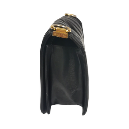Chanel Boy Medium Black Chevron Lambskin Gold