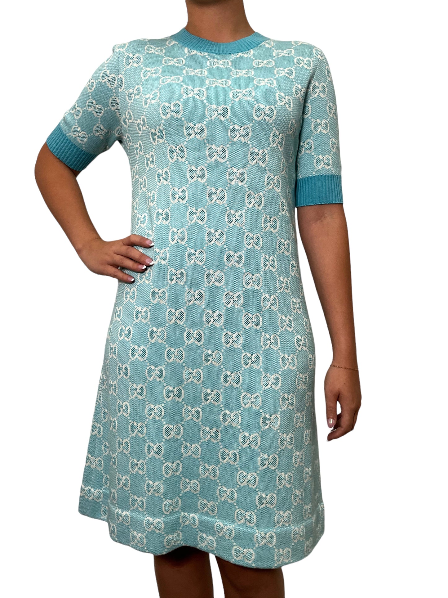 Gucci Short Sleeve GG Logo Dress Size S