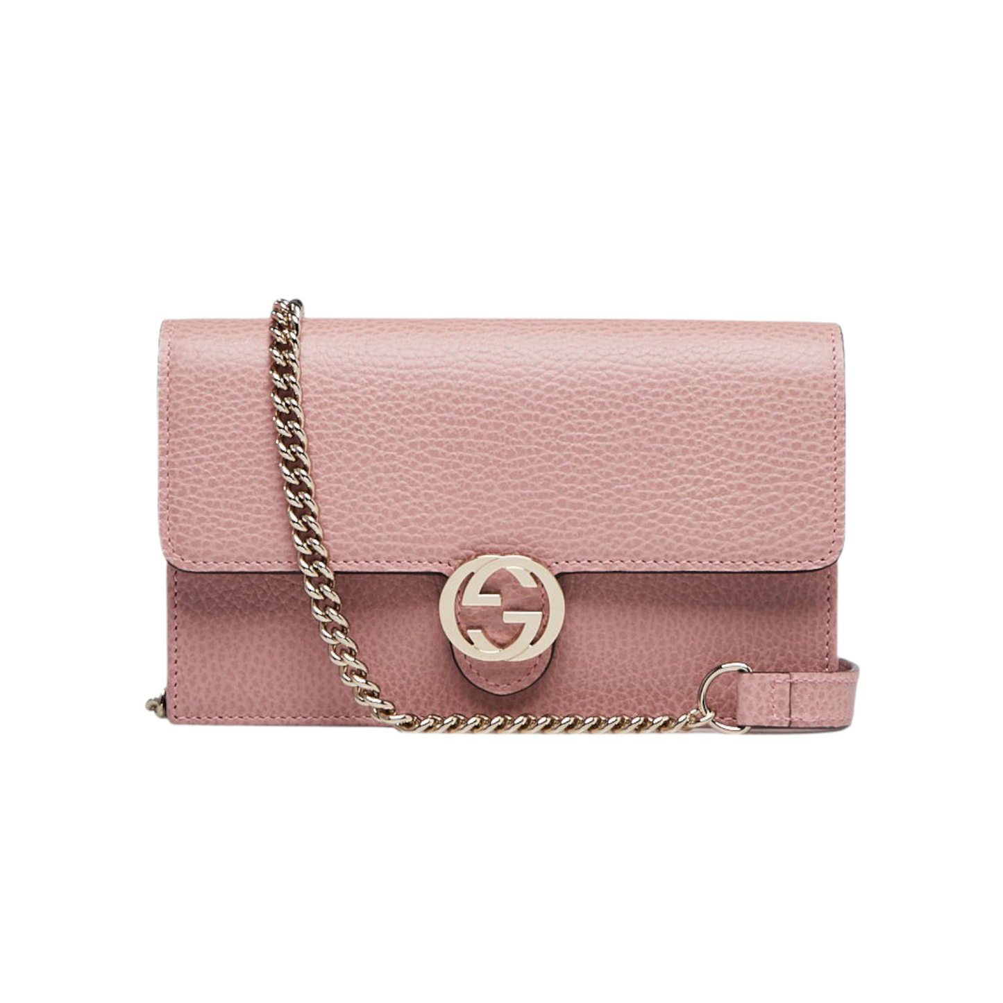 Gucci Interlocking G Wallet on Chain Leather Pink GHW