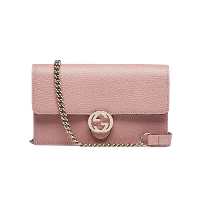 Gucci Interlocking G Wallet on Chain Leather Pink GHW