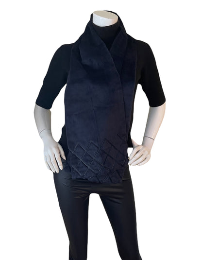 Chanel Navy Rabbit Fur Stole Scarf