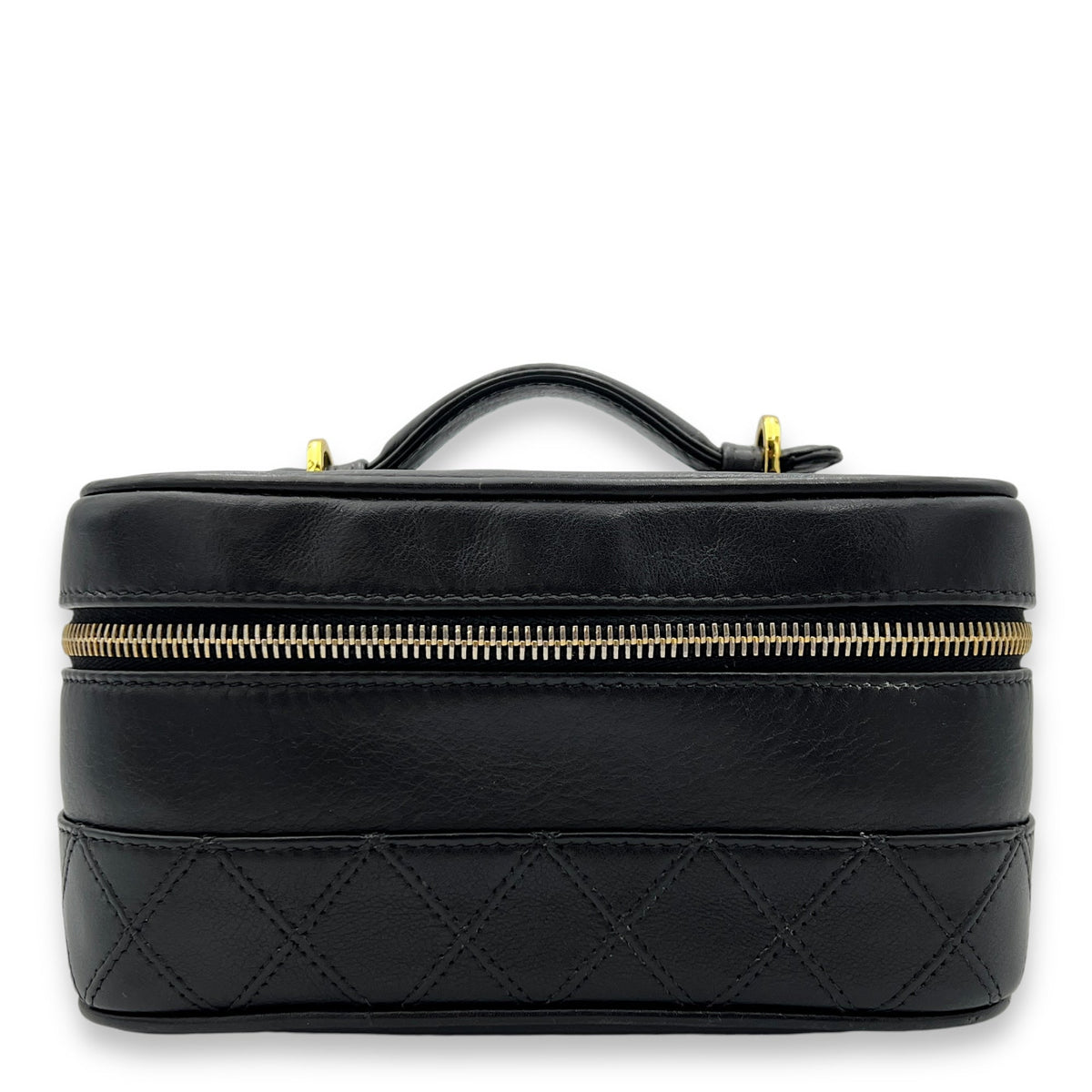 Quilted Vintage Black Vanity Bag in Lambskin, Gold hardware