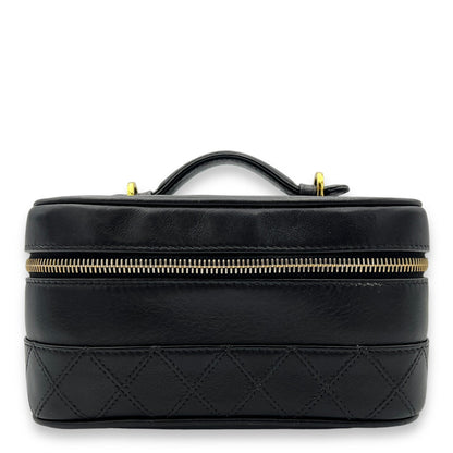 Quilted Vintage Black Vanity Bag in Lambskin, Gold hardware
