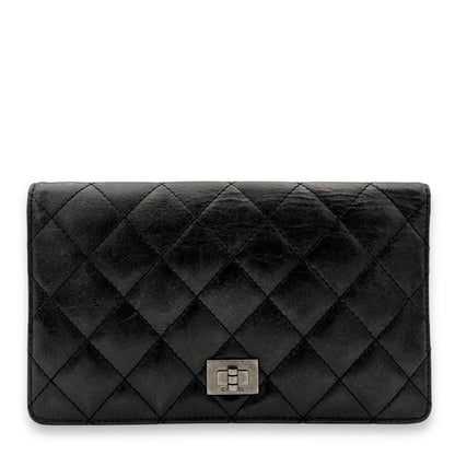 Reissue Wallet Black in Calfskin, Ruthenium hardware