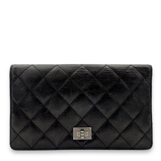 Reissue Wallet Black in Calfskin, Ruthenium hardware
