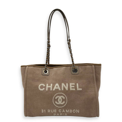 Deauville Tote Bag Brown in Canvas, Silver hardware