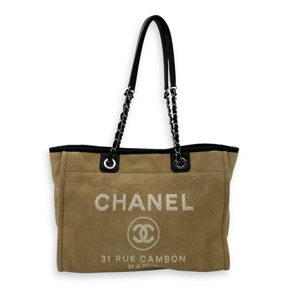 Deauville Tote Bag Beige in Canvas, Silver hardware