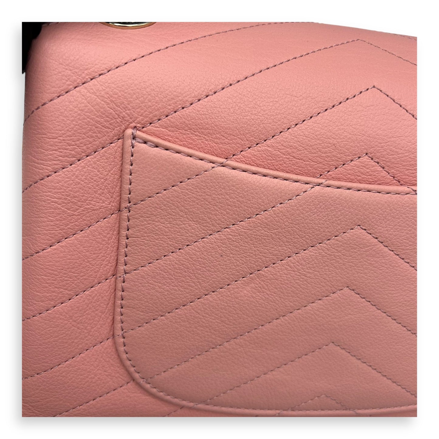 Chevron Chic Small Pink Top Handle Bag in Calfskin, Gold hardware
