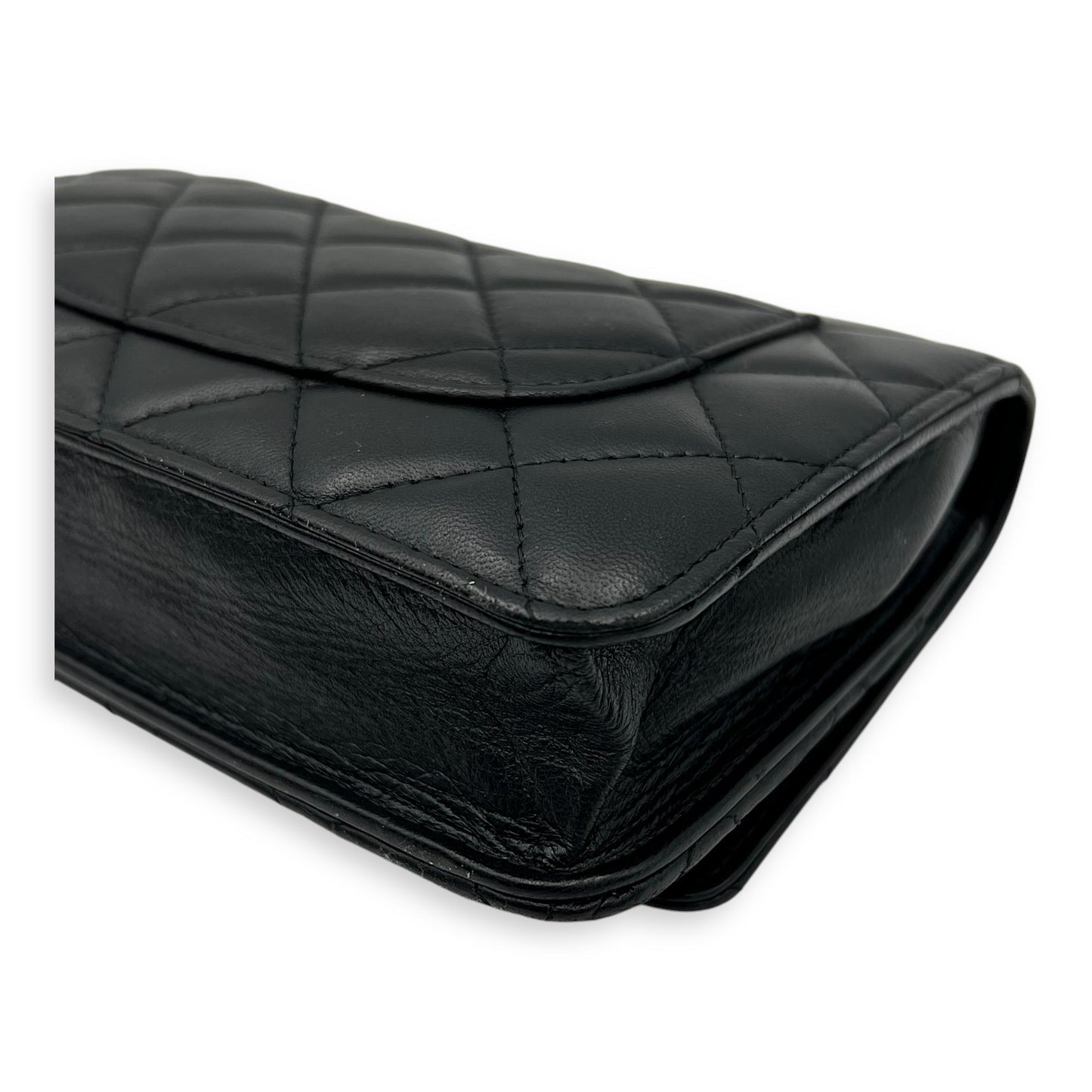 CC Wallet On Chain Black in Lambskin, Silver hardware