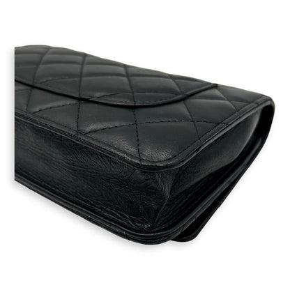 CC Wallet On Chain Black in Lambskin, Silver hardware