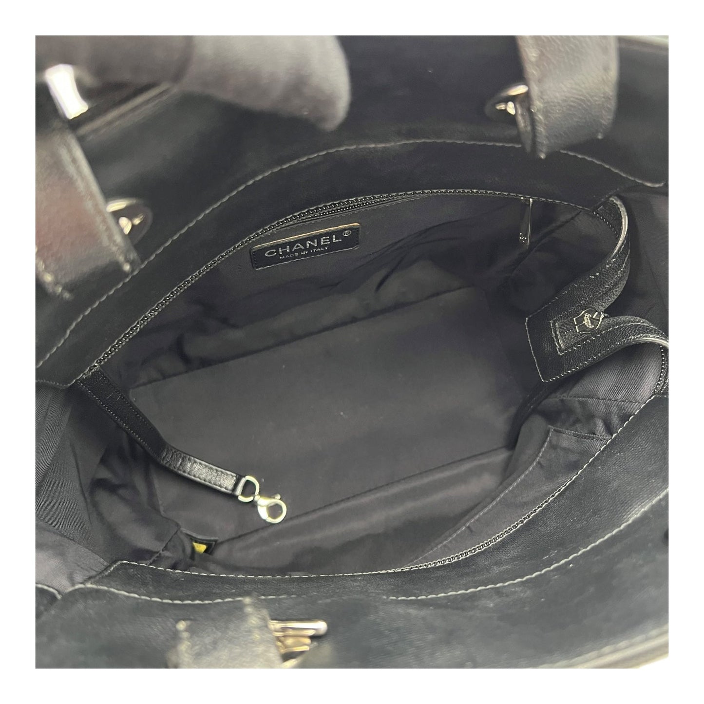 Paris Biarritz Shoulder Bag Black in Coated Canvas, Silver hardware