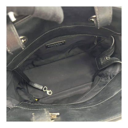 Paris Biarritz Shoulder Bag Black in Coated Canvas, Silver hardware