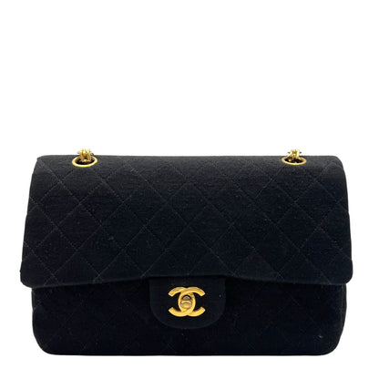 Classic Shoulder Bag Black in Jersey, Gold hardware