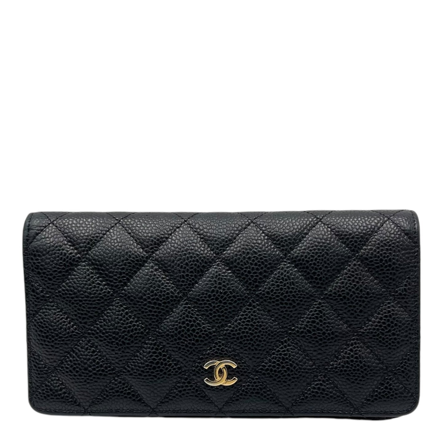 Classic Wallet Black in Caviar Leather, Gold hardware