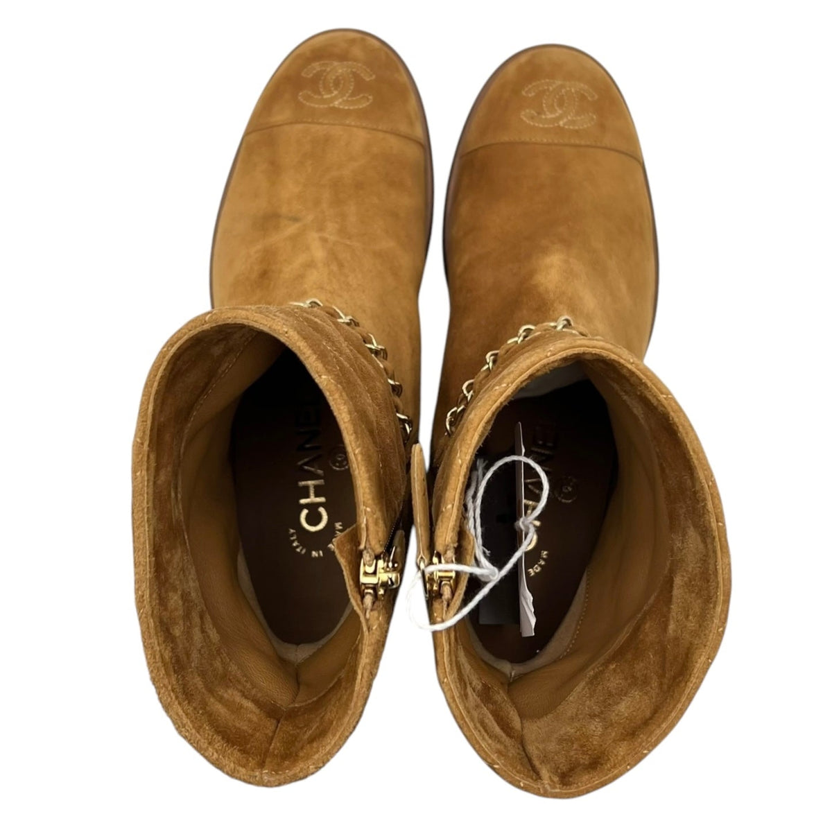 Chain CC Cap Toe EU 37.5 Brown Boots in Suede Leather
