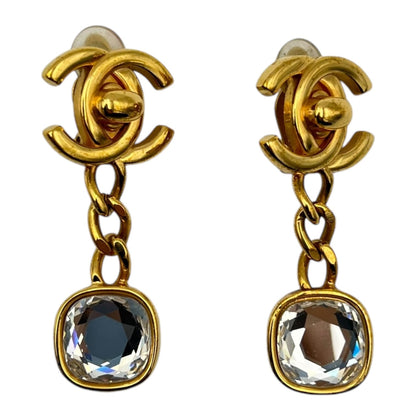 Vintage CC Turnlock Dangling Gold Earrings in Others, Gold hardware