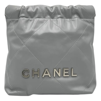 22 Tote Crossbody Bag Mini Grey in Calfskin, Silver hardware