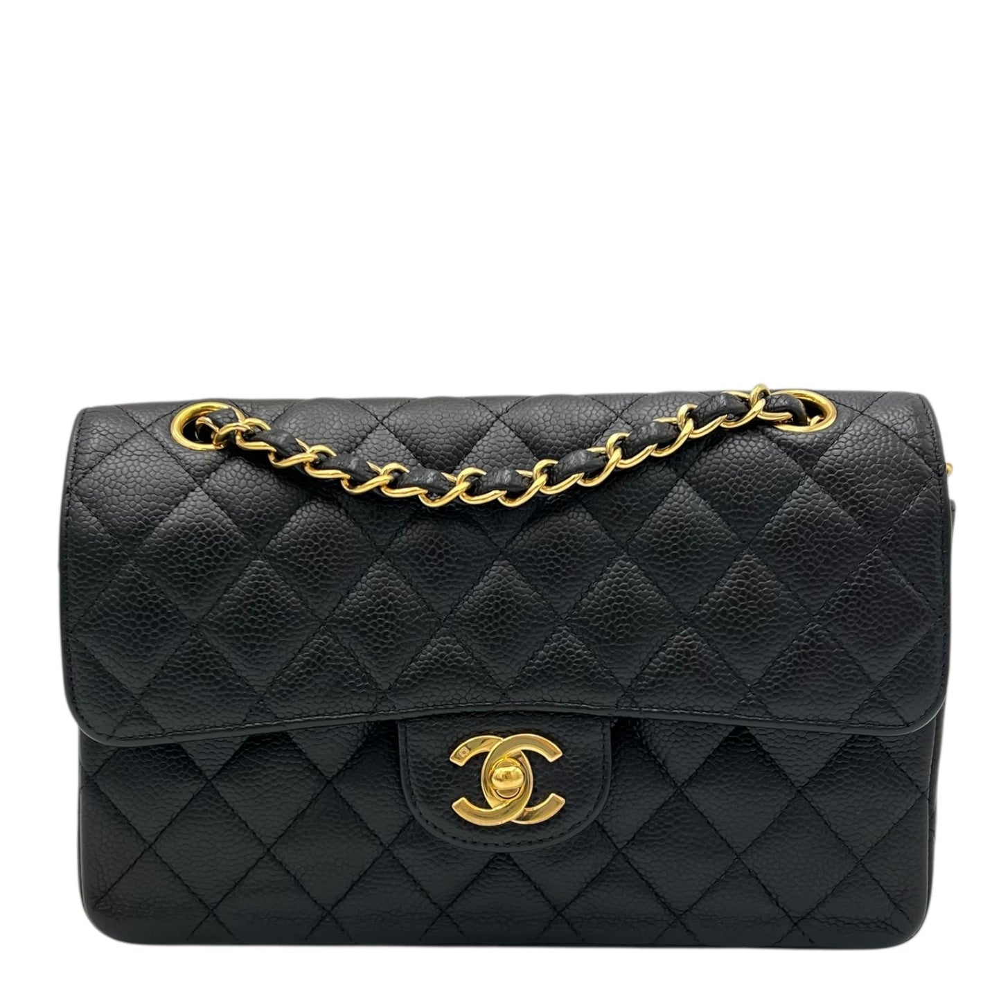 Classic Shoulder Bag Black in Caviar Leather, Gold hardware